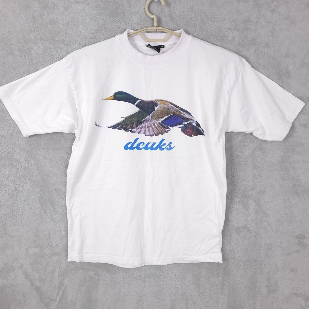 DCUKS‎ Shirt Mens Small White Duck Graphic Mallard Crewneck Short Sleeve Outdoor